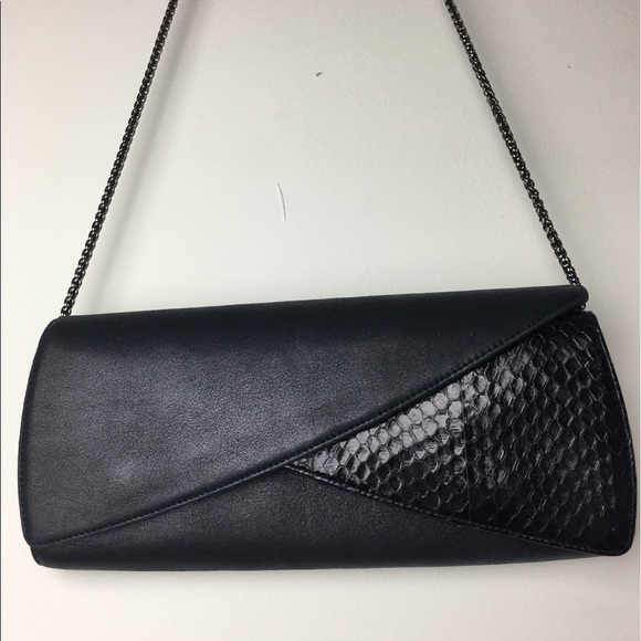 Rodo Handbags - RODO Italy black leather clutch snakeskin chain